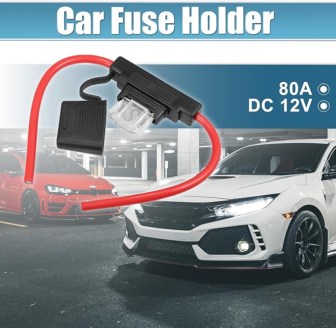 uxcell DC 12V 8 Gauge Car in Line ATC Blade Style Inline Fuse Holder with 80A Large Fuse
