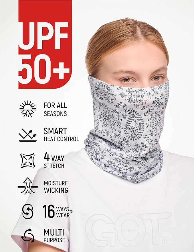 GOT Sports Cooling Neck Gaiter - UPF 50+ Fishing Face Mask for Men Women - Thermoregulation & UV Sun Protection