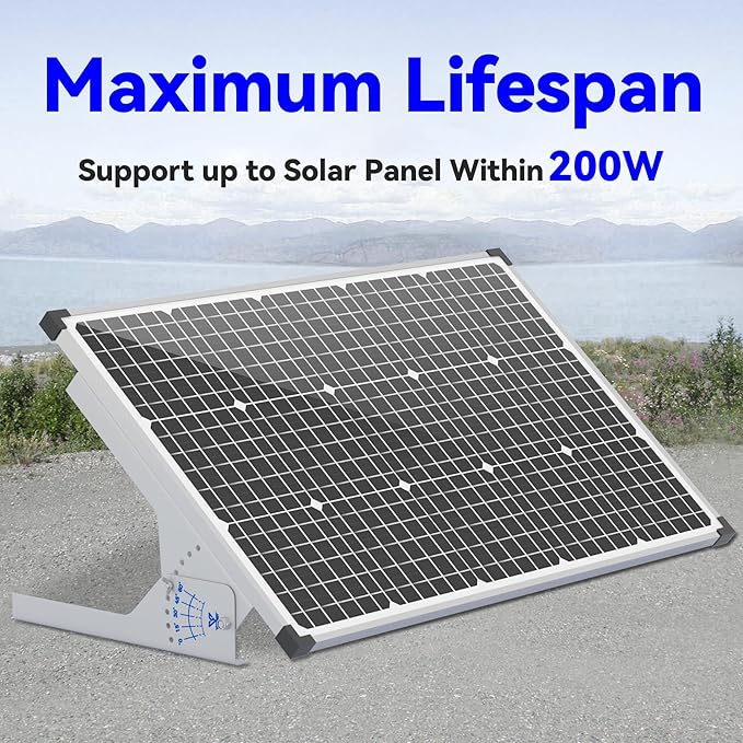 Voltset Solar Panel Mount Stand: 13.8in Immortal Steel Adjustable Angle Bracket - Rack Mount Rails with Hardware, Mounting Compatible Within 200W Solar Panel for Wall, Roof, RV, Boat