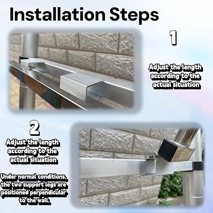 Extension Ladder Stabilizer, Adjustable Ladder Standoff with Rotatable Rubber Feet, Constructed from Stainless Steel, Easy to Install and Suitable for Both Homeowners and Outdoor Professionals