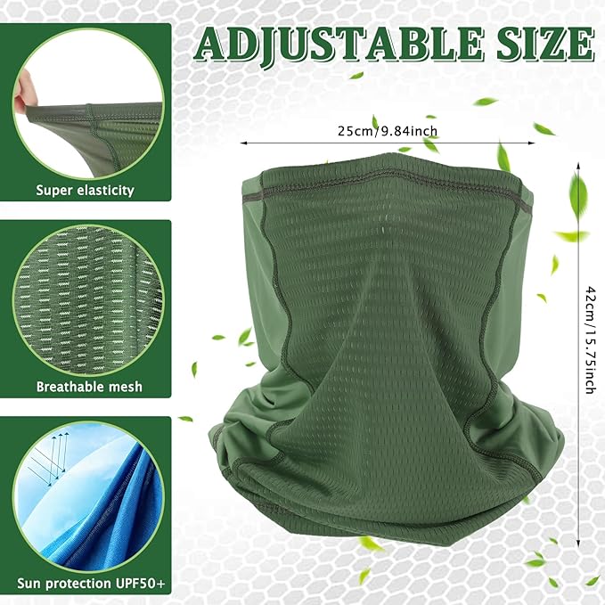 Geyoga Adjustable Cooling Neck Gaiter Breathable Summer Face Mask with Mesh Holes Strap UV Protection Neck Cover for Men
