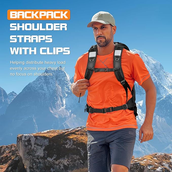 Backpack Straps with Clips,adjustable Padded shoulder strap Replacement dry bag,with spare metal clips Chest Belt