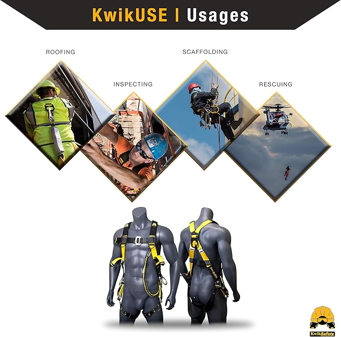 KwikSafety - Charlotte, NC - SUPERCELL Safety Harness [4 PACK] Premium Shoulder Padding ANSI OSHA Full Body Fall Protection Work Equipmen | Construction Tower Climbing Roofing