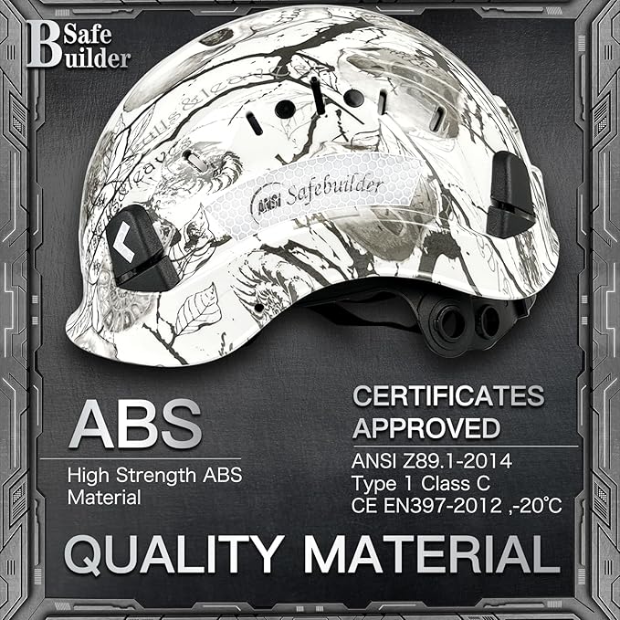 Construction Safety Helmet ABS Hard Hat Adjustable Ventilation System Hardhats Industrial Work Head Protection for Men Certified ANSI/ISEA Z89.1