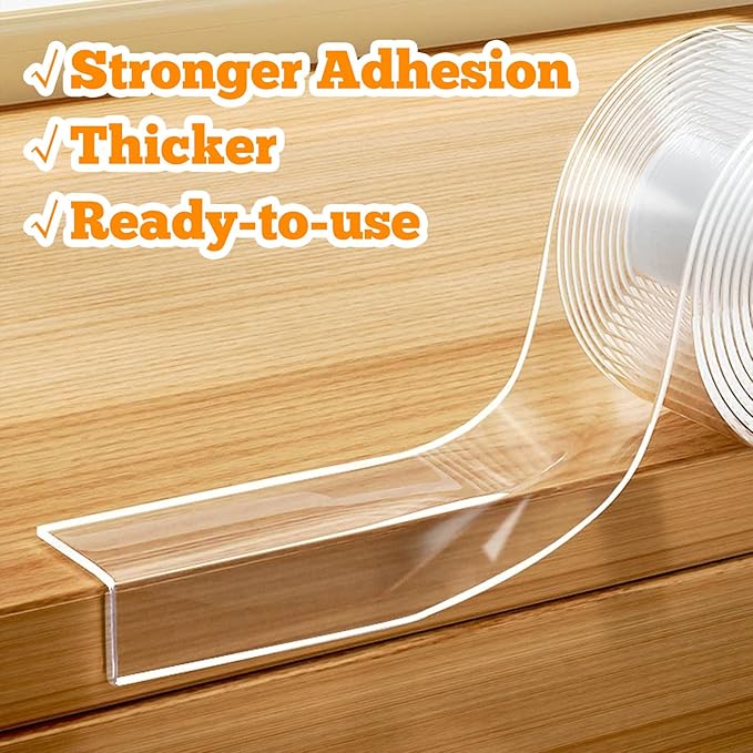 Clear Edge Protector Strip Sharp Edge Wrap Cover Tape,1.18 in x 9.84 FT,Self Adhesive Protective Bumper Guards for Cabinet Door Desk Glass Table Bed Furniture, Kitchen Countertop, Waterproof