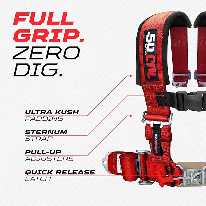 4 Point Harness for Bucket Seat, Quick Release Latch, 9 Color Options, Racing Harness, Race Car, Off Road Vehicle, UTV, RZR