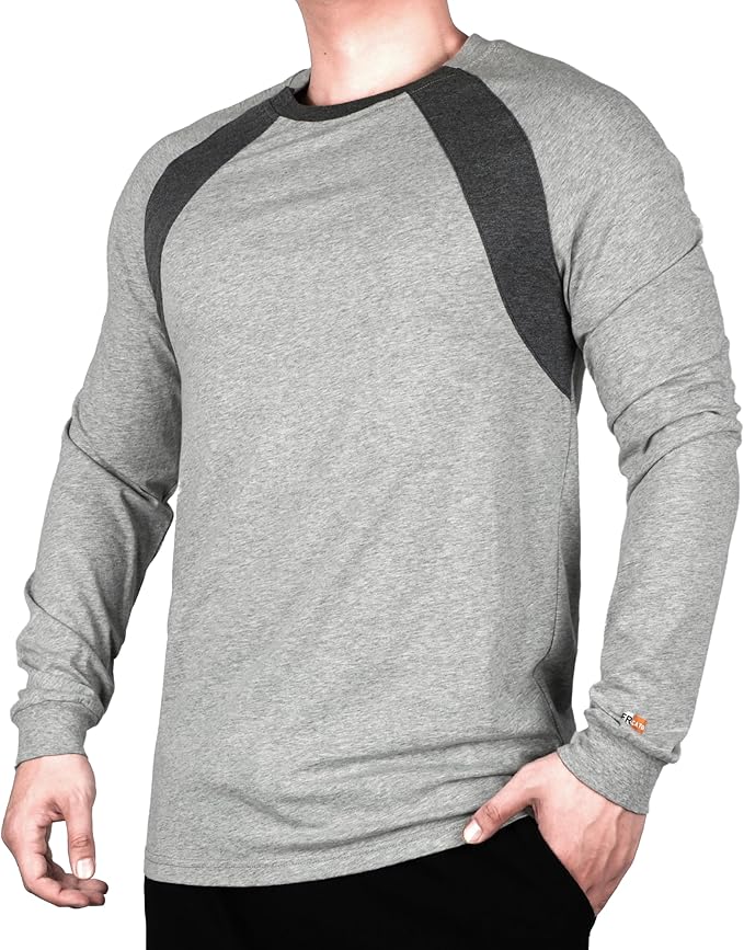 KONRECO FR Shirts for Men Summer Two Tone 4oz Lightweight Flame Resistant/Fire Retardant CAT1 Work T-Shirt Baselayer