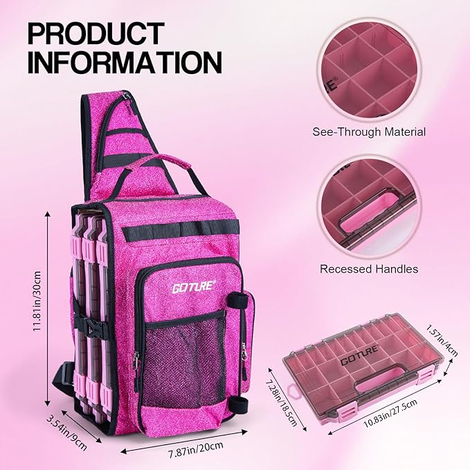 Goture Pink Fishing Rod and Reel Combo - ML Action Spinning Reel Pole with Pink Bag - Telescopic Rod Kit for Starter Travel Saltwater Freshwater, Gift for Woman