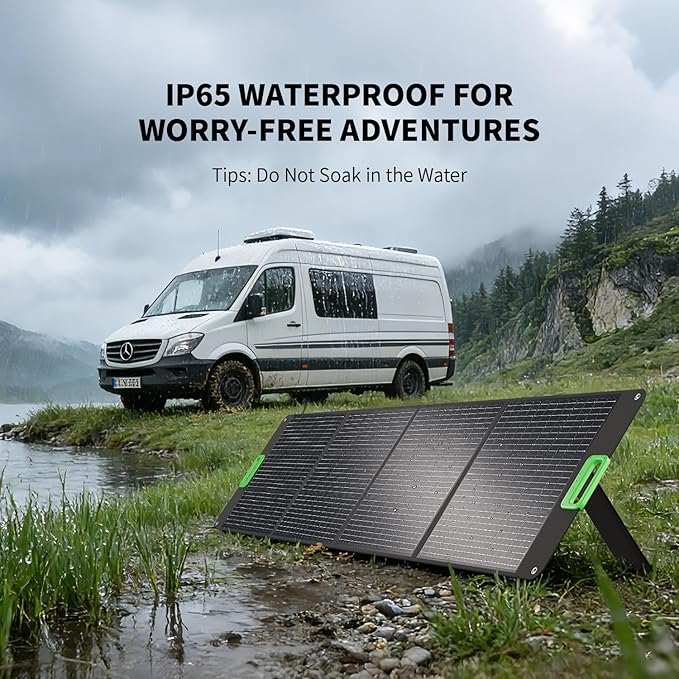 200W Portable Solar Panel for Power Station, 23.5% High Efficiency ETFE Foldable Solar Charger with 4 Kickstands, IP65 Waterproof MC4 Output for Outdoor Camping, RV, Blackout