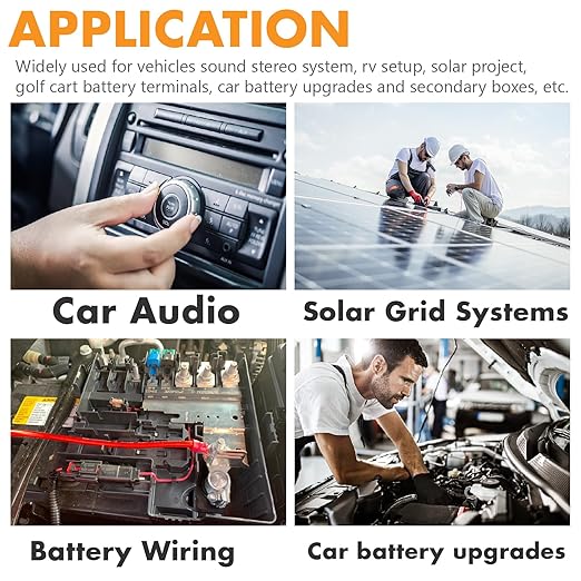 Jeemiter 8 AWG CCA Wire Kit - 50ft Total (25ft Red & 25ft Black) | Complete Power & Ground Cable for Car Audio, Solar, RV | with Lugs & Heat Shrink Tube