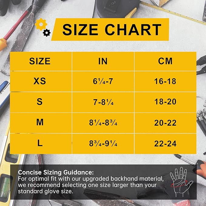 HANDLANDY Fingerless Work Gloves for Mens & Women, Uwrist Half Finger Shock-Absorbing Breathable Glove