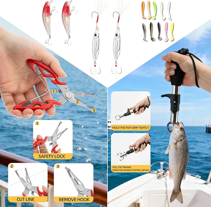 Collapsible Fishing Rod and Reel Combo, BalanZze Telescopic Fishing Rod with Spinning Reel, Portable Collapsible Fishing Pole Kit for Saltwater and Freshwater – Ideal Fishing Gift