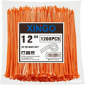 XINGO 12 Inch Orange Zip Ties 1200 PCS, 75 LBS Ultra Strong Tensile Strength, UV Resistant Cable Ties, Self-locking Plastic Ties for Indoor and Outdoor Use