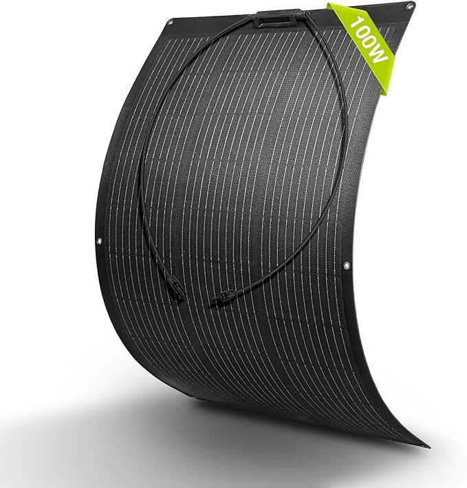Newpowa 100W Flexible Solar Panel Portable Bendable 12 Volts 10BB Mono Cell for Uneven Surfaces Marine Camping Home Boat RV Surface Black