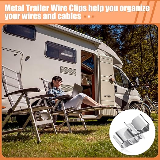 Zhengmy 150 Pcs Trailer Frame Wire Clips Stainless Steel Metal Cable Clips 22.5 mm/ 0.89 Inch Solar Panel Double Wire Clamps Trailer Clamps for PV Wiring Boat Cable