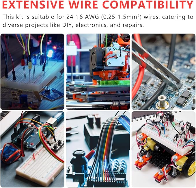 Zhushan JST Connector Kit with Molex Crimper - Includes 720PCS JST-SM Kit, AWG 24-16 (0.25-1.5mm²) - Crimper for AMP-TE 2.8/4.0/4.8/6.3, JST-SM2.54/XH2.54/VH3.96