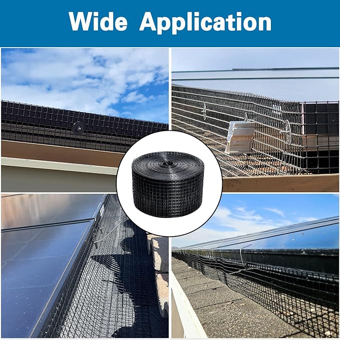Solar Panel Bird Guard,6in x 50ft Critter Guard for Solar Panels,Pigeon Solar Mesh with 30pcs Clips,Heavy Duty Galvanized Critter Guard,Solar Panel Bird Wire with Cutting Plier,Gloves