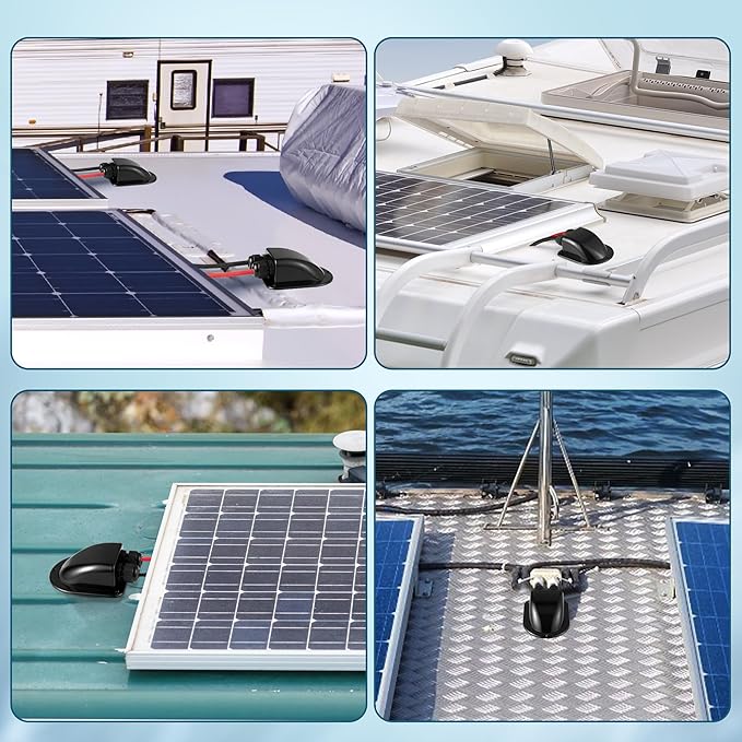 Enhon 4 Pack Solar Cable Entry Gland, Weather Resistant Solar Gland, Dual Cable Entry Housing for All Types 3mm² to 10mm² RV, Caravan, Marine, Boat, Cabin (Black)