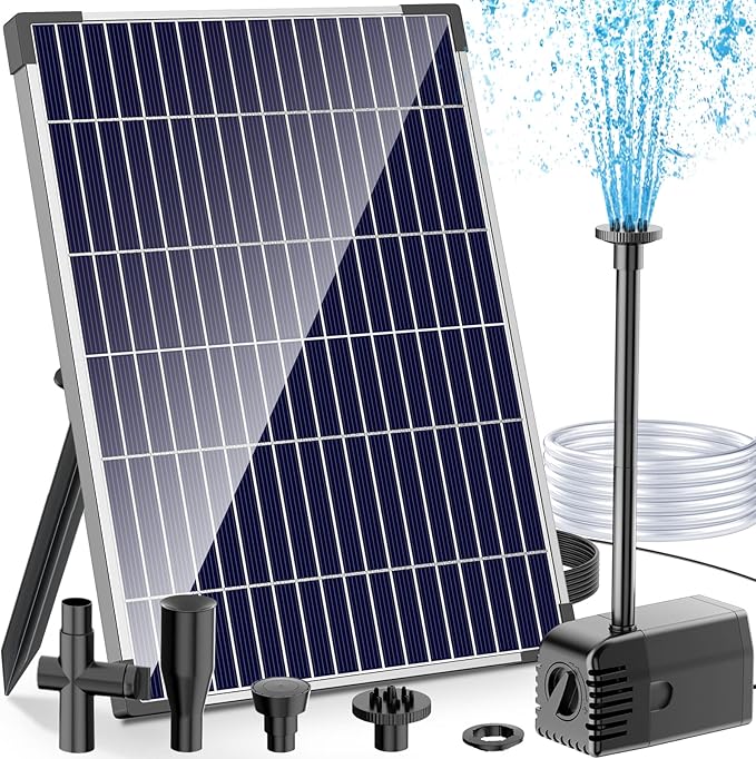 Antfraer 12W Solar Fountain Pump, Solar Pond Pump 160GPH Adjustable Flow with 16.5Ft Cord & 6.6Ft Tubing for Ponds, Wildlife Gardens, Bird Baths & DIY Water Features