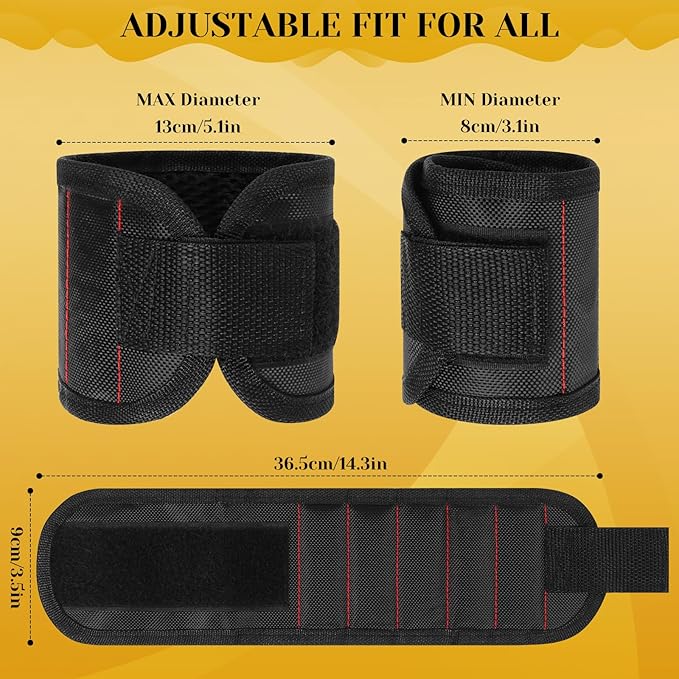 Magnetic Wristband for Tools,Stocking Stuffers for Men,Heavy Duty 15 Magnet for Hands-Free DIY & Construction,Holds Screws,Nails,Bits - Ideal Gift for Dad Husband Boyfriend