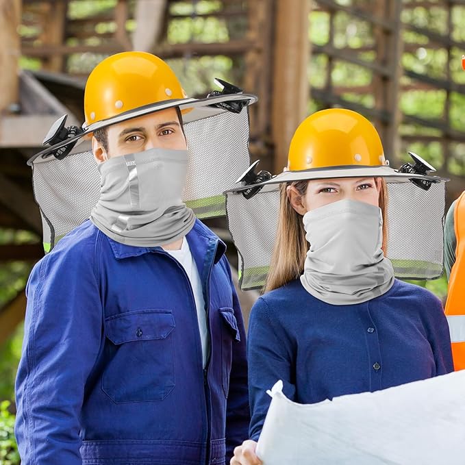 1 Set Sun Hard Hat Shade Full Brim Hard Hat Sun Visor with Solar Fans and Neck Sunshade Cover High Visibility Full Brim Mesh with Reflective Strip, Summer Protection Accessories(Light Gray)
