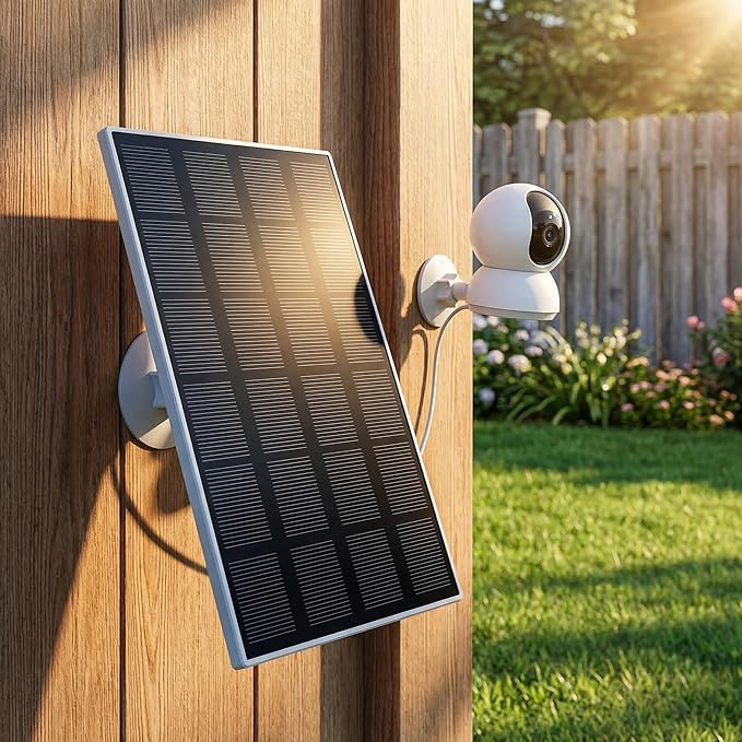 Solar Panel for Security Camera Outdoor, 3W USB C Solar Panel Charger with Micro USB Port, Small Solar Panel for Bird Feeder Camera, Outdoor Camera, Rechargeable Battery Powered Camera