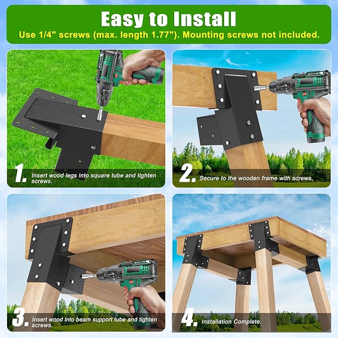 Dolibest Heavy Duty Deer Stand Brackets, 4x4 Compound Angle Bracket, Powder Coated Elevated Bracket for Outdoor Platforms, Deer Hunting, Shooting Shack, Observation Decks& Tree Houses (4Pack)