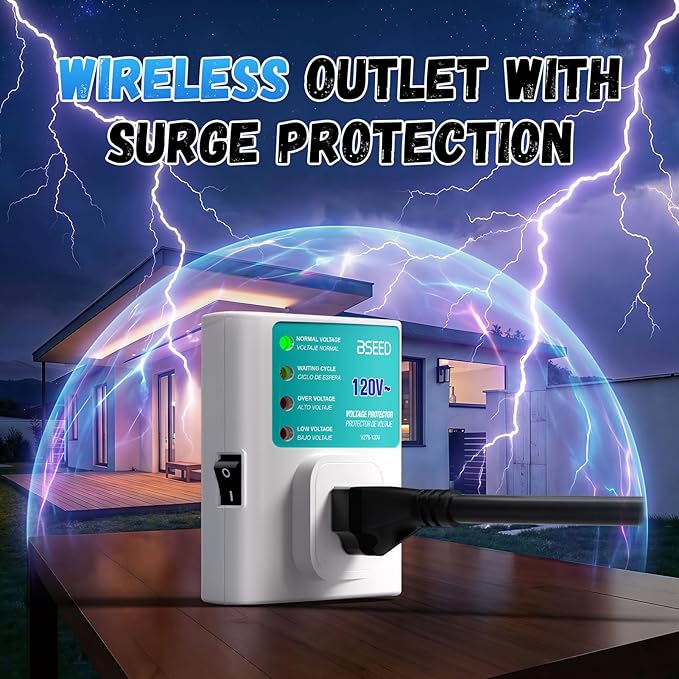BSEED Single Outlet Surge Protector for Refrigerator, Power Surge Protector with Ground Protected Light Indicators, Adjustable Voltage Protector for Washing Machine, TV and Freezer, 15A, 120V,4 Pack