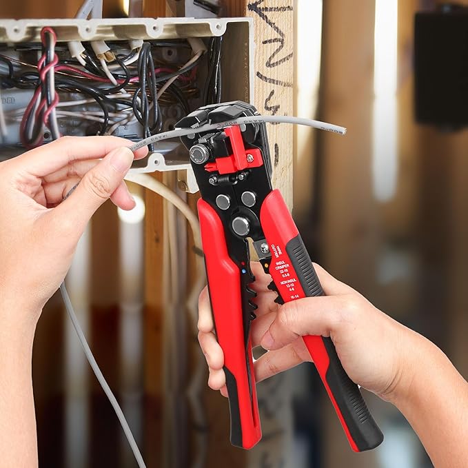 Kuject Wire Stripper and Crimping Tool Kit, 3 in 1 Self-Adjusting Wire Stripping for 10-24 AWG with Crimping Tool Set for Heat Shrink Connectors AWG22-10