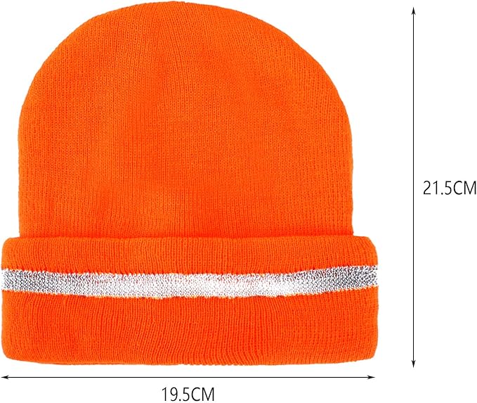 Geyoga 2 Pack Reflective Beanie Hat, High Visibility Knit Beanie with Reflective Strip, Night Running & Outdoor Work Safety