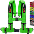 1pc 4 Point Harness for Bucket Seat, Push Release, 10 Color Options, Racing Harness, Race Car, Off Road, UTV, RZR (Green, 2 inch)