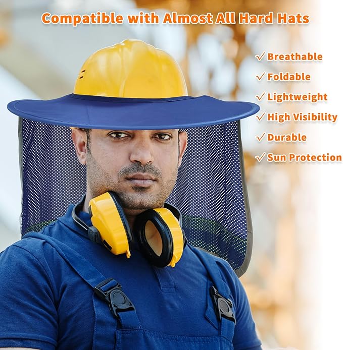 4 Pack Sun Shade Full Brim, Visor Mesh Neck Sun Shield with Reflective Strips Neck Sunshade Cover, Accessories (Blue)