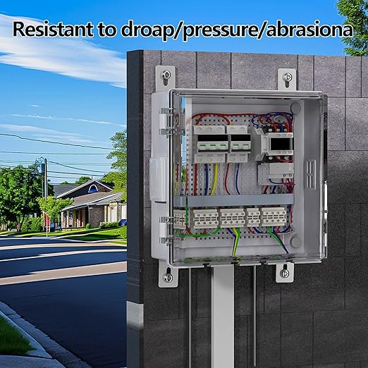 ABS Electrical Junction Box, Ventilated Design, Cable Grommets, IP65 Waterproof Enclosure, Indoor/Outdoor Use with Mounting Panel.. (Clear Cover, 13"x13"x5.1")