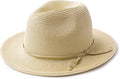 Joywant Womens Straw Fedora Beach Sun Hat, Packable Wide Brim Panama Hat for Women UV UPF50+ Summer Hat