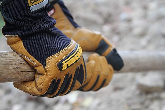 Ironclad Ranchworx Work Gloves RWG2, Premier Leather Work Glove, Performance Fit, Durable, Machine Washable, (1 Pair), RWG2-03-M,Brown/Black