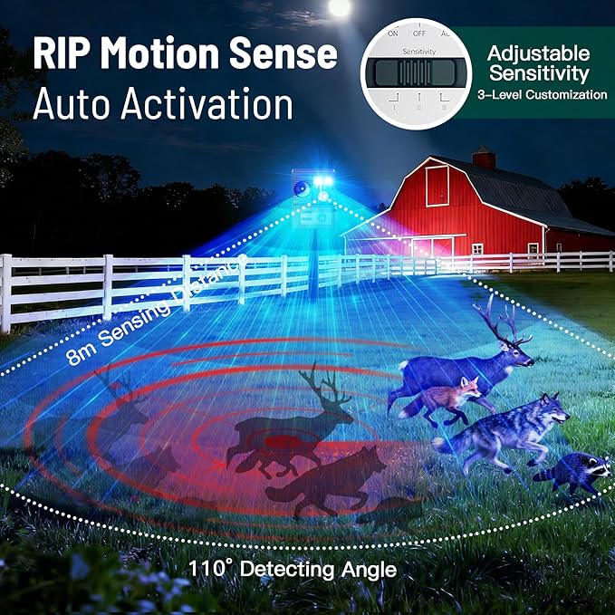 2 Packs 2026 Upgraded Ultrasonic Animal Repeller for Outdoor Yard, Solar Powered Deer Repellent Devices with Motion Sensor & Flashing Light Waterproof Cat Deterrent for Rabbits, Raccoons, Squirrels