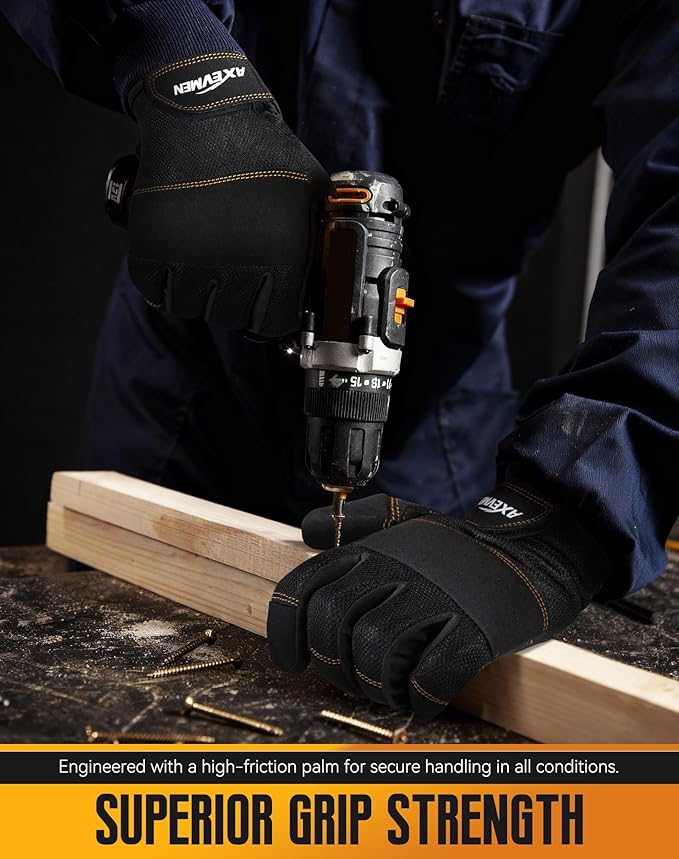 Safety Work Gloves with Secure Fit, Flexible Grip for Multi-purpose Use, Durable Touchscreen Heavy Duty Lightweight