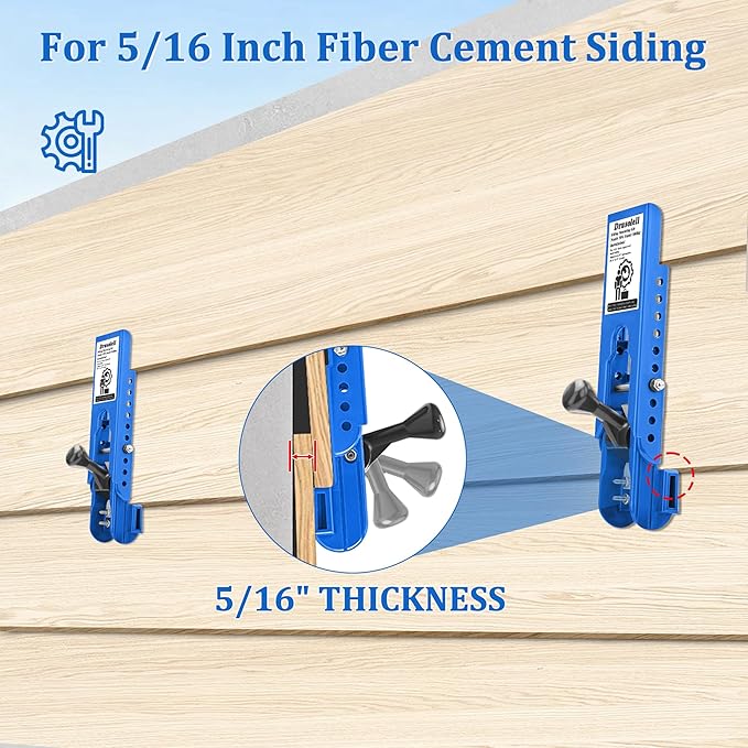 Siding Tools - Compatible with 5/16-Inch Fiber Cement & Lap Siding, Installation Kit with Adjustable Reveals (Blue)