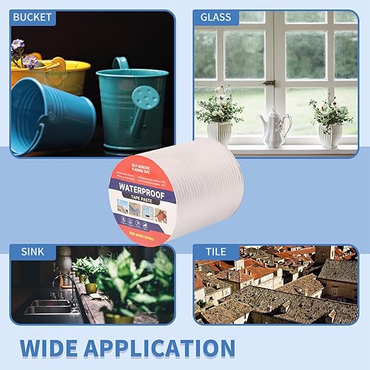 6" W X 32.8'L Waterproof Tape for Leaks Aluminum Butyl Tape with Adhesive for RV Repair, Glass Repairs, Air Mattress Patch, Window Caulking, Boat Sealing, Roof Patching