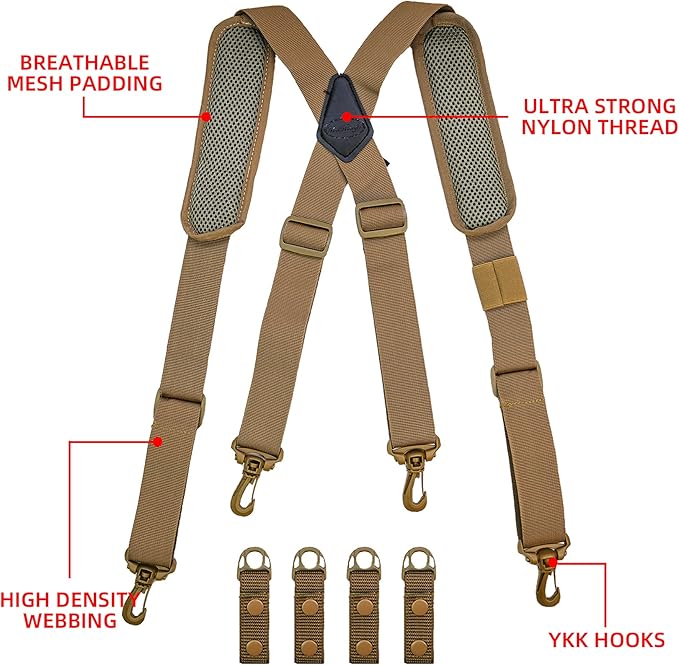 MELOTOUGH Tactical Suspenders Duty Belt Police Suspenders for Law Enforcement Belt with Padded Adjustable Shoulder