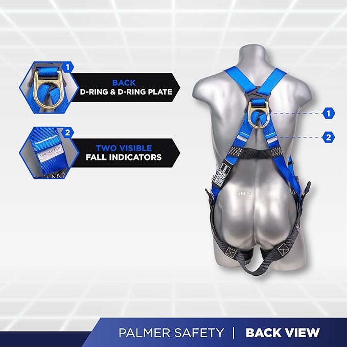Palmer Safety V5504 Roofing Kit, Construction Harness, Vertical Lifeline Assembly & Duffle Bag