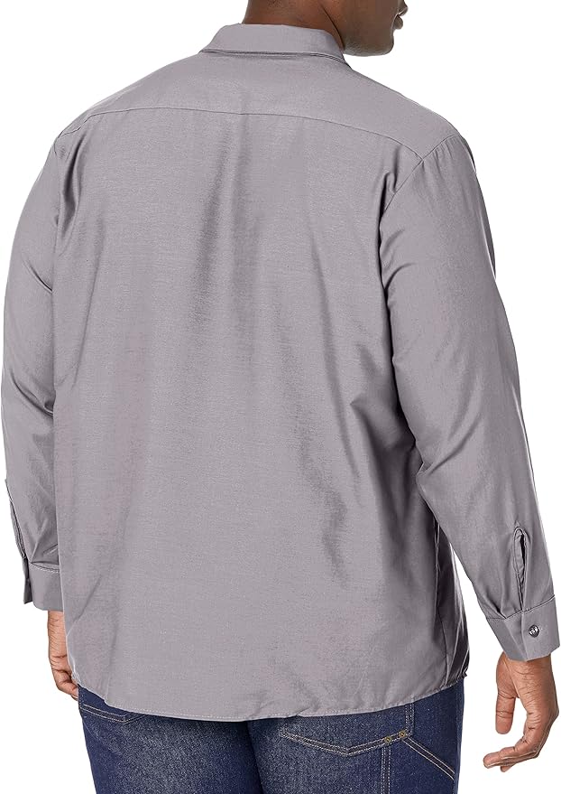 Red Kap Men's Long Sleeve Industrial Work Shirt | Moisture Wicking Button Up, Wrinkle Resistance Fights Fading & Stains