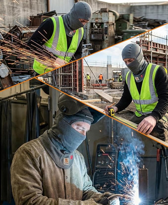 BOCOMAL FR Flame Resistant Balaclava Face Mask Arc Rated NFPA2112 CAT2 Helmet Liner Covering Hood for Welding