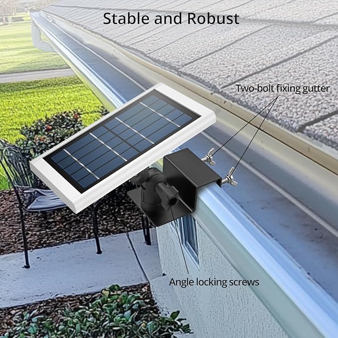 Anbte 1PCS Adjustable Gutter Mount for Ring Solar Panels & Security Cameras, Aluminum Solar Bracket with Standard 1/4 inch-20 Threaded Bracket, Weatherproof, Outdoor Wall Mounting Accessories, Black