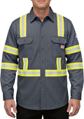 Ubon FR Shirts for Men High Visibility Welding Shirt 100% Cotton Button Down Long Sleeve Safety Workwear 6.5 oz