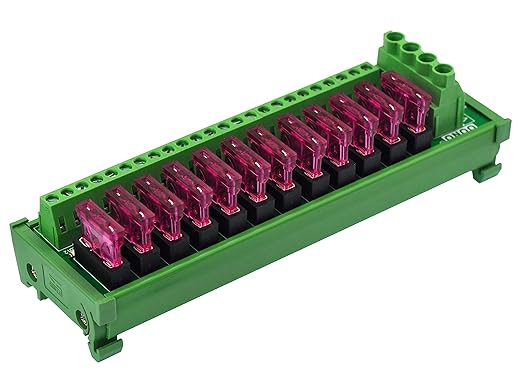 DC Power Fuse Distribution Strip Module (12 Position, DIN Rail Mount)