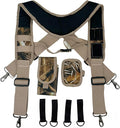 Tool Belt Suspenders for Work Belt Heavy Duty Padded with Magnetic WristBand Attachment Loops for Men (Camouflage)