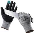 COOLJOB A3 Cut Resistant Fishing Gloves for Men, Touchscreen Safety Work Gloves with Grip Nitrile Rubber Coating for Glass Handling Wood Carving, Saltwater Fishing Gear, Grey, Small, 1 Pair