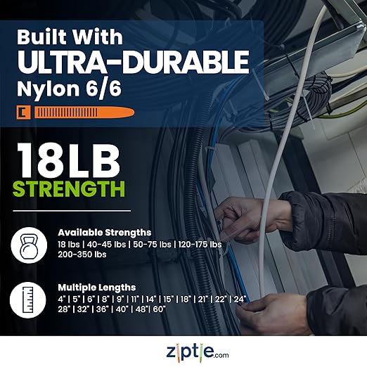 ZipTie.com 4-inch UV Resistant Black Fuel Hose Zip Tie, 18-lb Tensile Strength, 100-Pack
