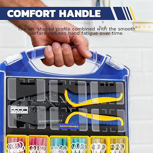 haisstronica 300PCS Heat Shrink Wire Connectors Set, 22-10AWG Marine Grade Heat Shrink Ring Connectors with 9" Crimping Tool and Organizer (3Color/12Size)